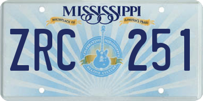 MS license plate ZRC251