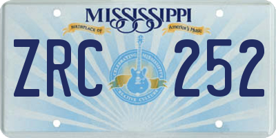 MS license plate ZRC252