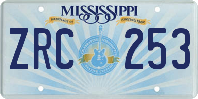 MS license plate ZRC253