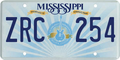 MS license plate ZRC254