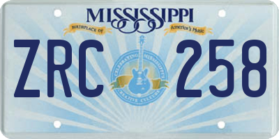 MS license plate ZRC258