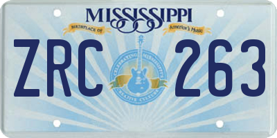 MS license plate ZRC263