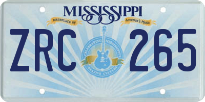 MS license plate ZRC265