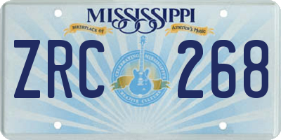 MS license plate ZRC268