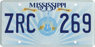 MS license plate ZRC269