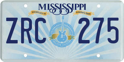 MS license plate ZRC275