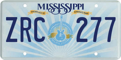 MS license plate ZRC277