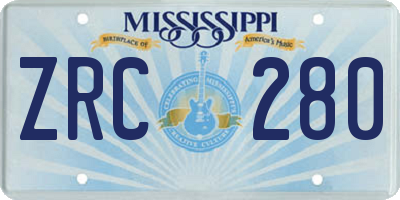 MS license plate ZRC280