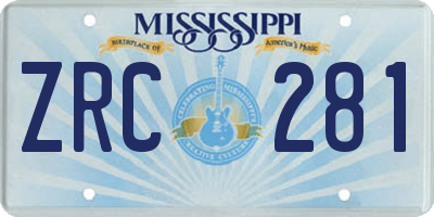 MS license plate ZRC281