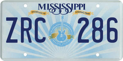 MS license plate ZRC286
