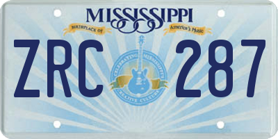 MS license plate ZRC287