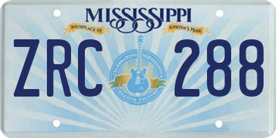 MS license plate ZRC288