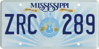 MS license plate ZRC289