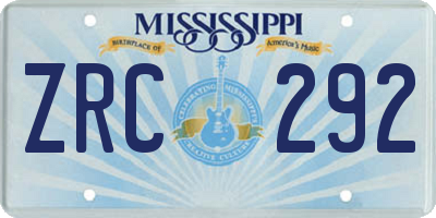 MS license plate ZRC292