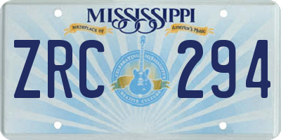 MS license plate ZRC294