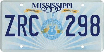 MS license plate ZRC298
