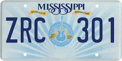 MS license plate ZRC301
