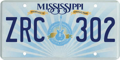 MS license plate ZRC302