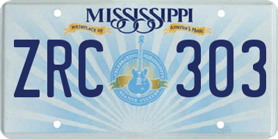 MS license plate ZRC303