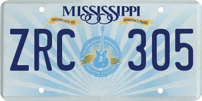 MS license plate ZRC305
