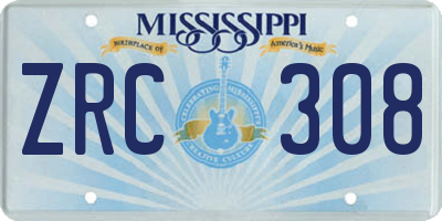 MS license plate ZRC308