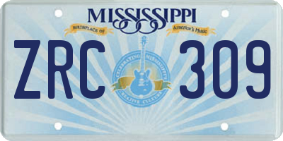 MS license plate ZRC309