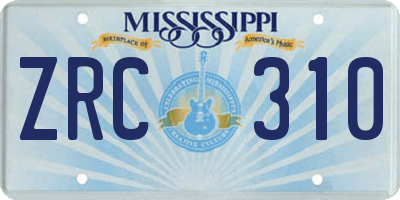 MS license plate ZRC310