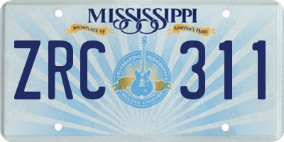MS license plate ZRC311