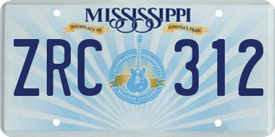MS license plate ZRC312