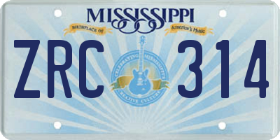 MS license plate ZRC314