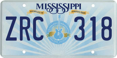 MS license plate ZRC318