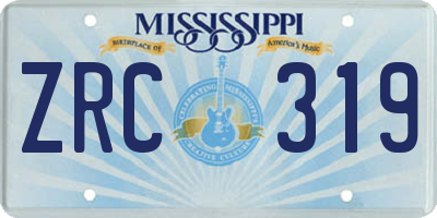 MS license plate ZRC319