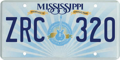 MS license plate ZRC320