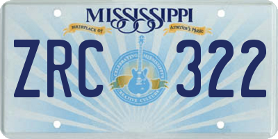 MS license plate ZRC322