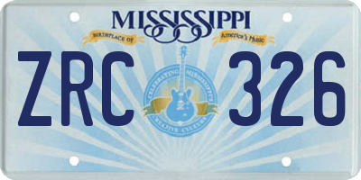 MS license plate ZRC326