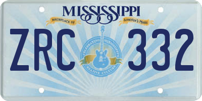 MS license plate ZRC332