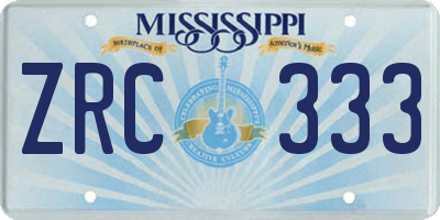MS license plate ZRC333