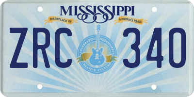 MS license plate ZRC340