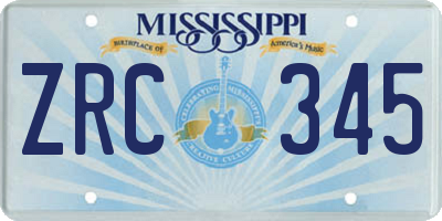 MS license plate ZRC345