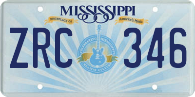 MS license plate ZRC346