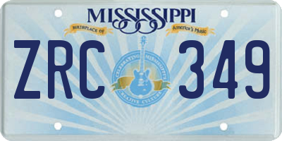 MS license plate ZRC349