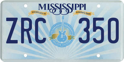 MS license plate ZRC350