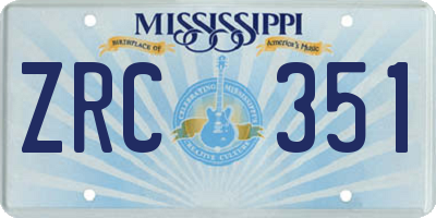 MS license plate ZRC351
