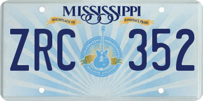 MS license plate ZRC352