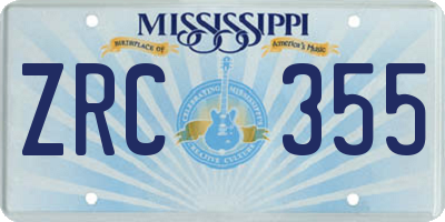MS license plate ZRC355