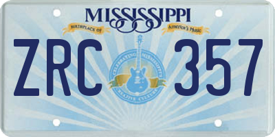 MS license plate ZRC357