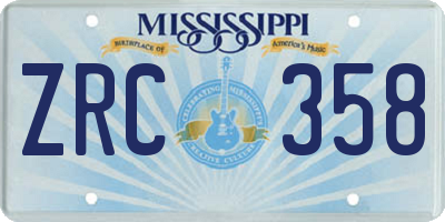 MS license plate ZRC358