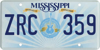 MS license plate ZRC359