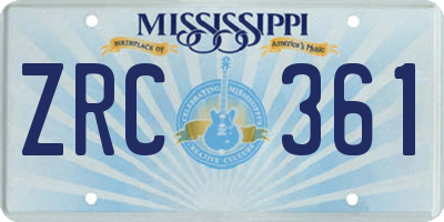 MS license plate ZRC361