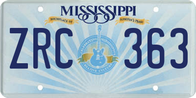 MS license plate ZRC363